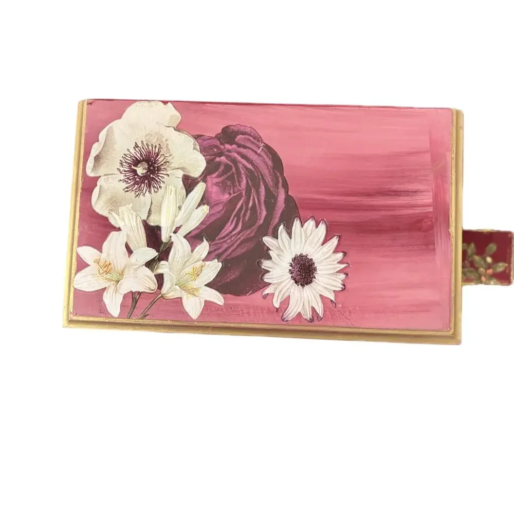 Upcycled Vintage Wooden Jewelry Box | Hand-Painted Dusty Pink & Maroon Ombre
